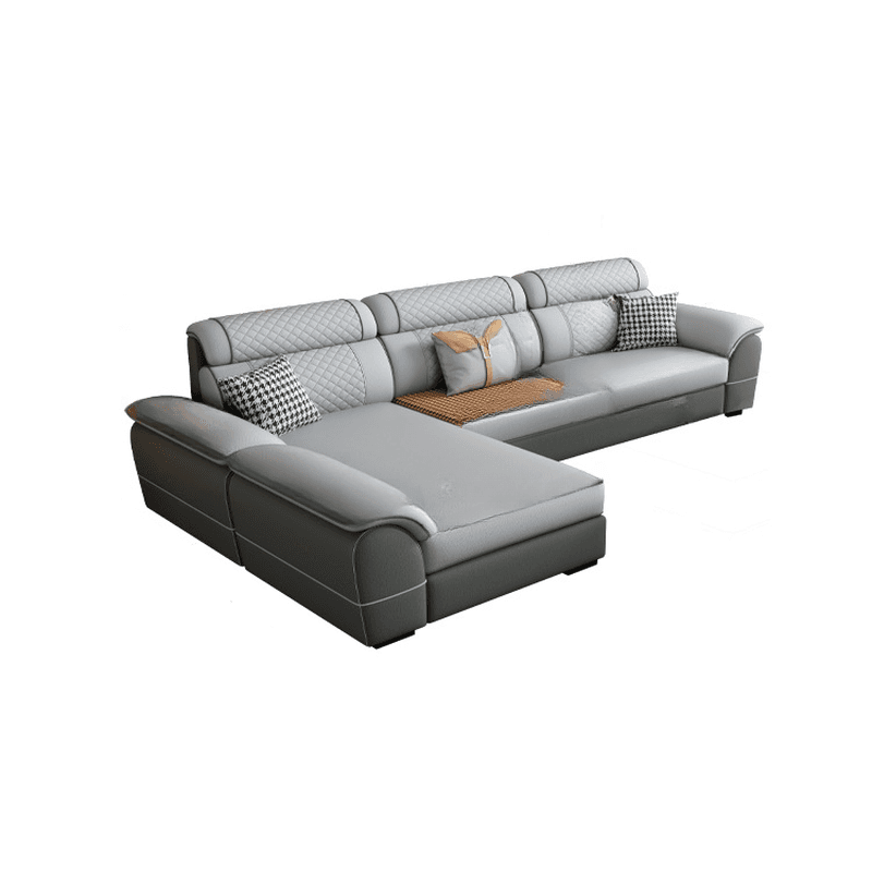 Modern Simple Style Straight/L-Shape Horizontal/Reversible Sofa Couch/Sofa Chaise in Grey with Water-resistant and Pillow Top Arm, 2-piece/3 Pc - image 8
