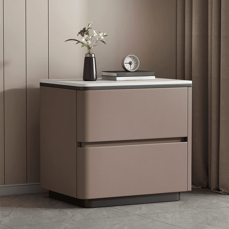 Organic Modern Nightstand With Drawer Organization, 2 Drawers, and Stone Countertop - image 7