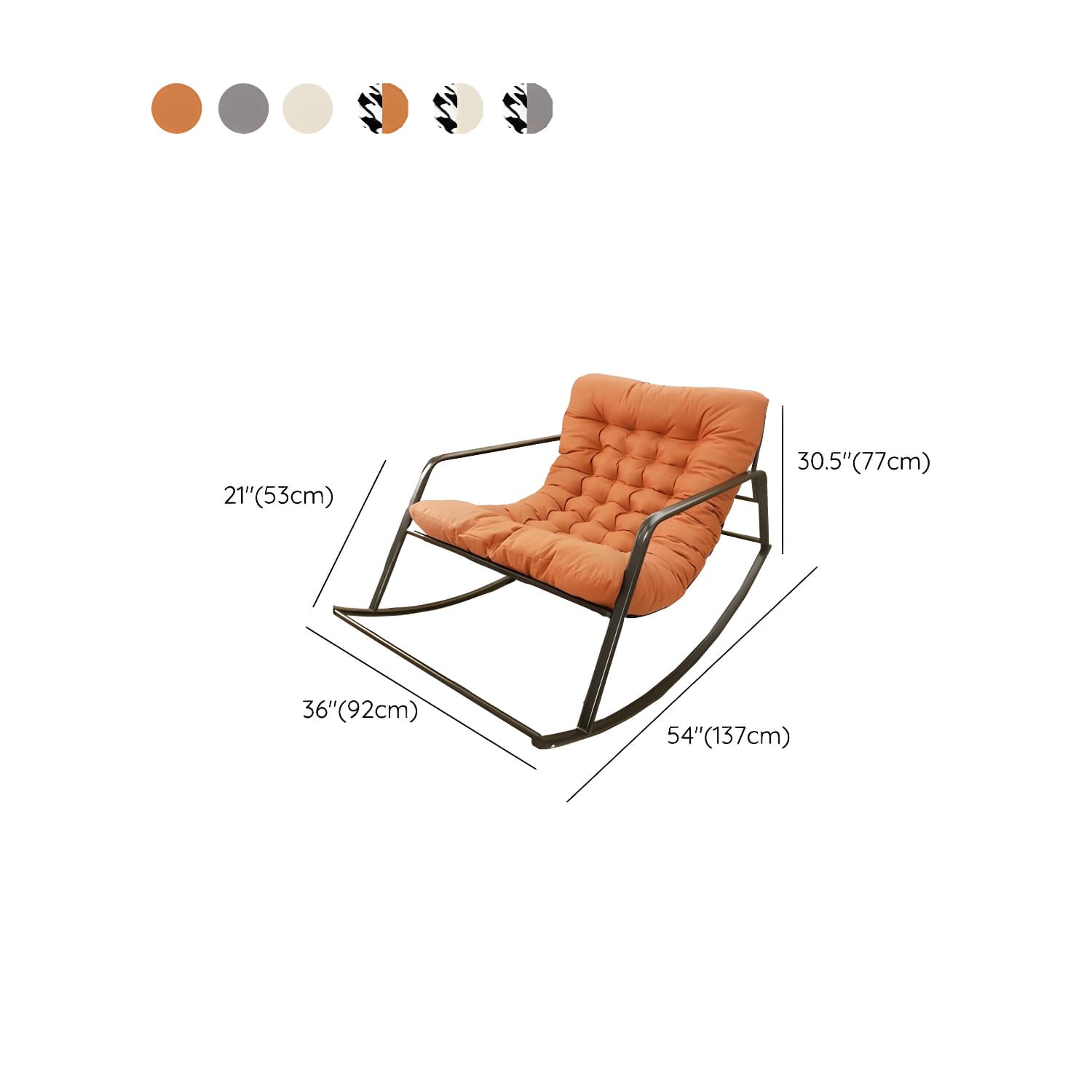 Modern Indoor Rocking Chair with Track Arms, Spindle Back and Metal Legs - image 16