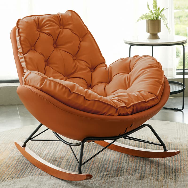 Ergonomic and Stationary Solid Wood Maternity Rocking Chair with Back and Flared Arm - image 6