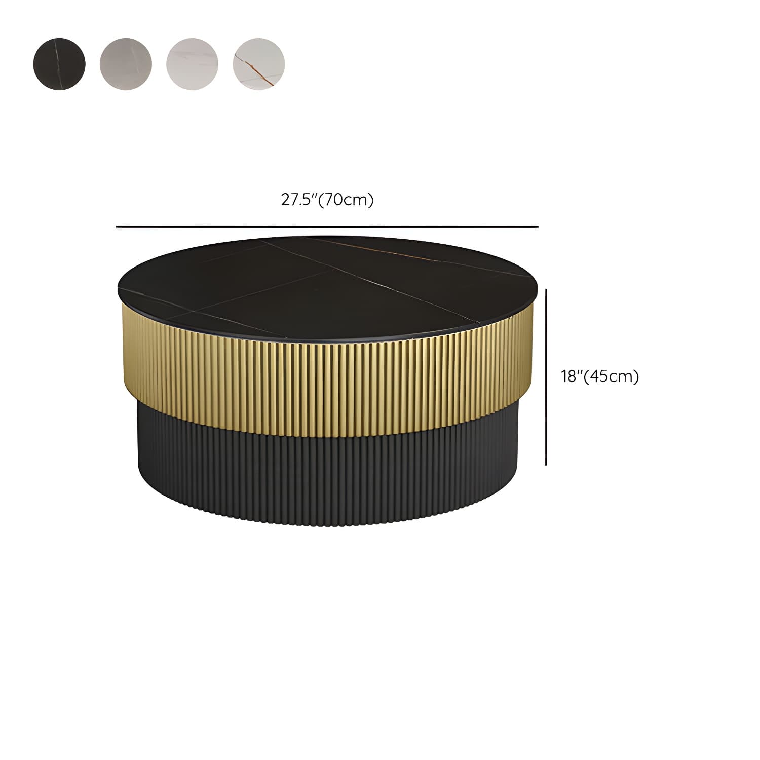 Round Slate Coffee Table Glam Pedestal No Distressing Single Coffee Table - image 19