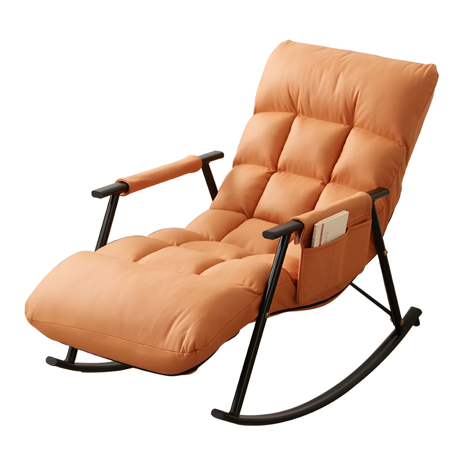 Faux Leather Upholstered Rocking Chair with Storage Rocker in Living Room - image 10