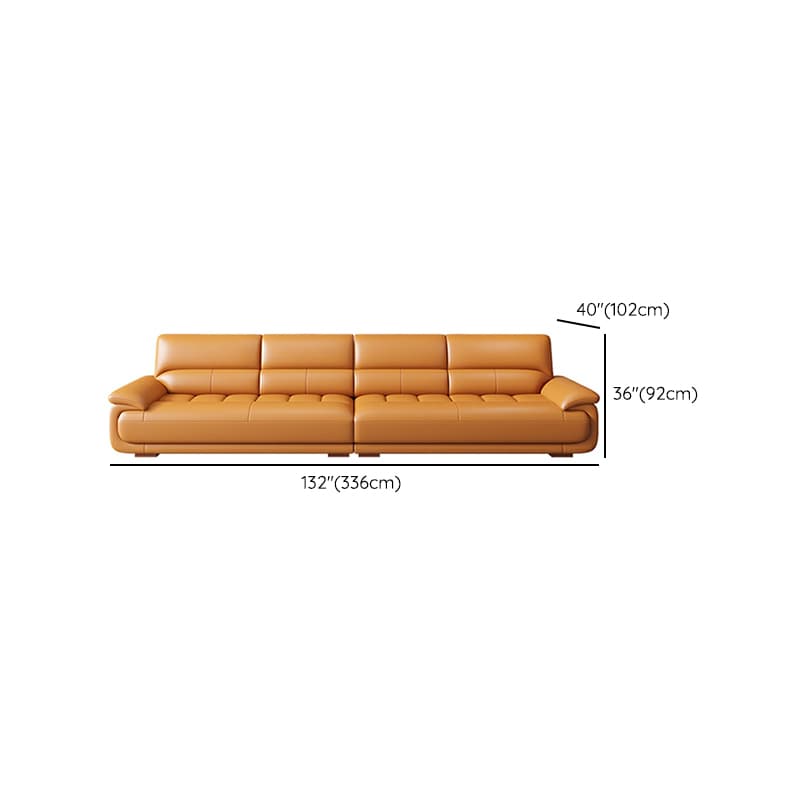 Modern Orange Genuine Leather Sectional Sofa with Wood Frame and Pillow Top Arms - image 18