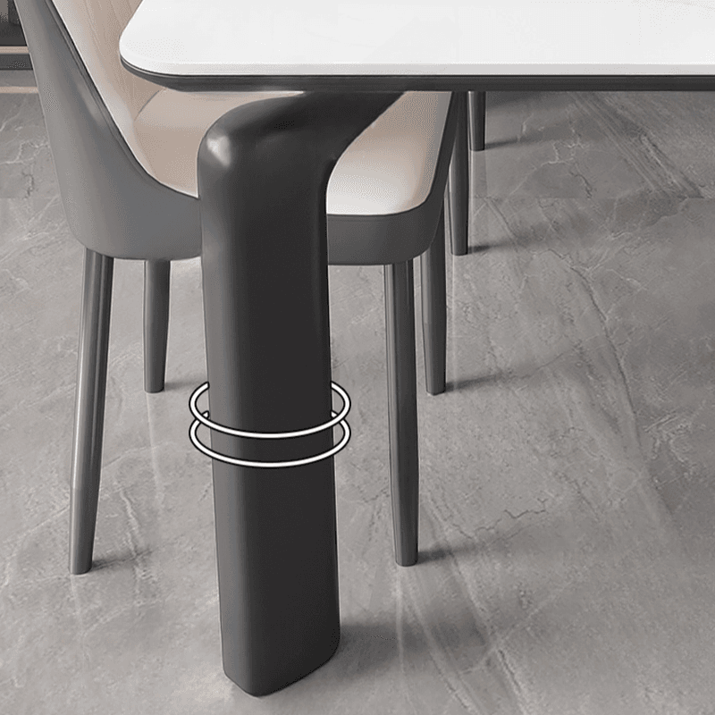 Minimalist Rectangular Slate Stone Dining Table Set with 4 Legs, Padded Chair Back, 7 Piece Set - image 8