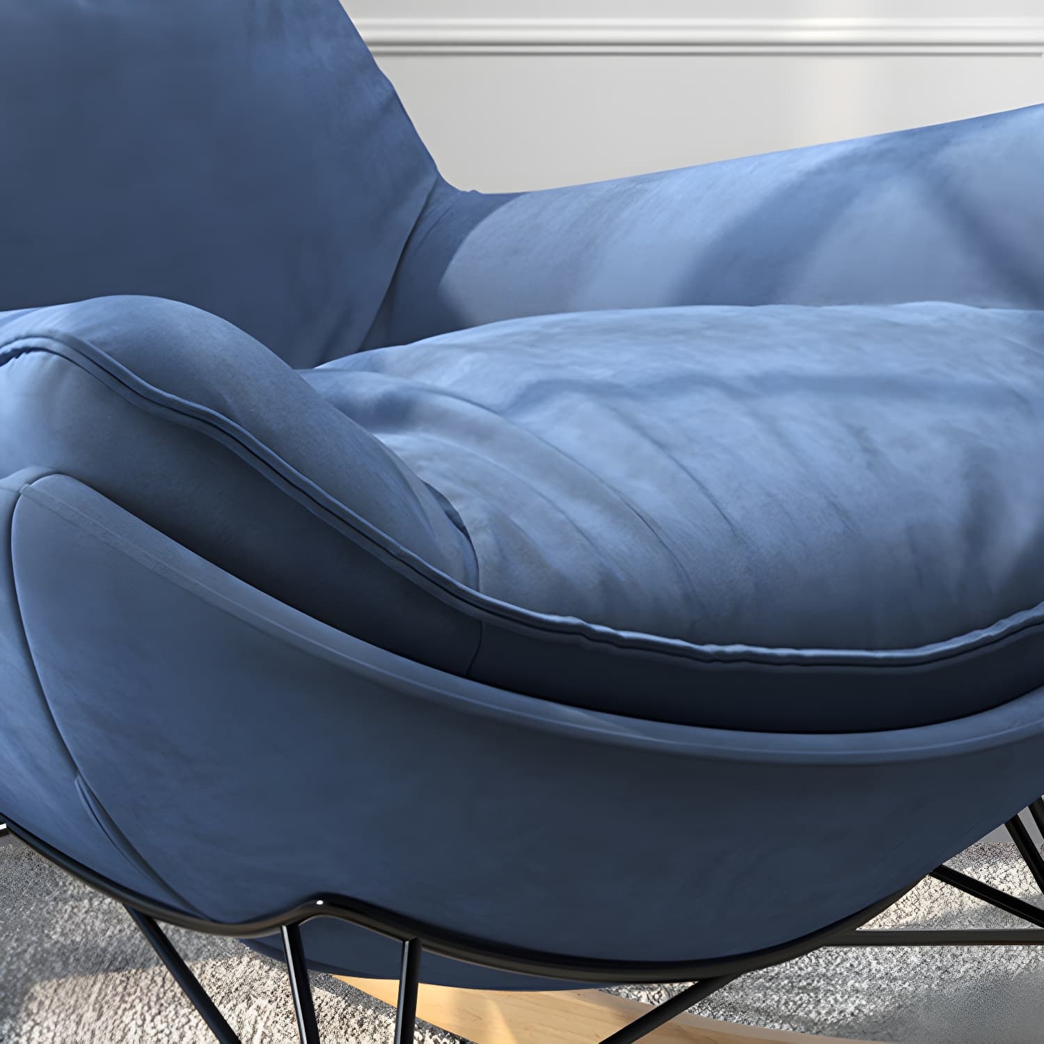Contemporary Upholstered Rocker Chair Metal Frame Spindle Rocker Chair for Living Room - image 10