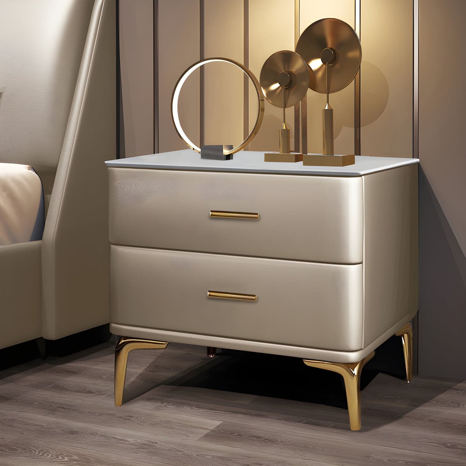Modern Solid Wood Drawer Storage Night Table 2 Drawer Bed Nightstand - image 5
