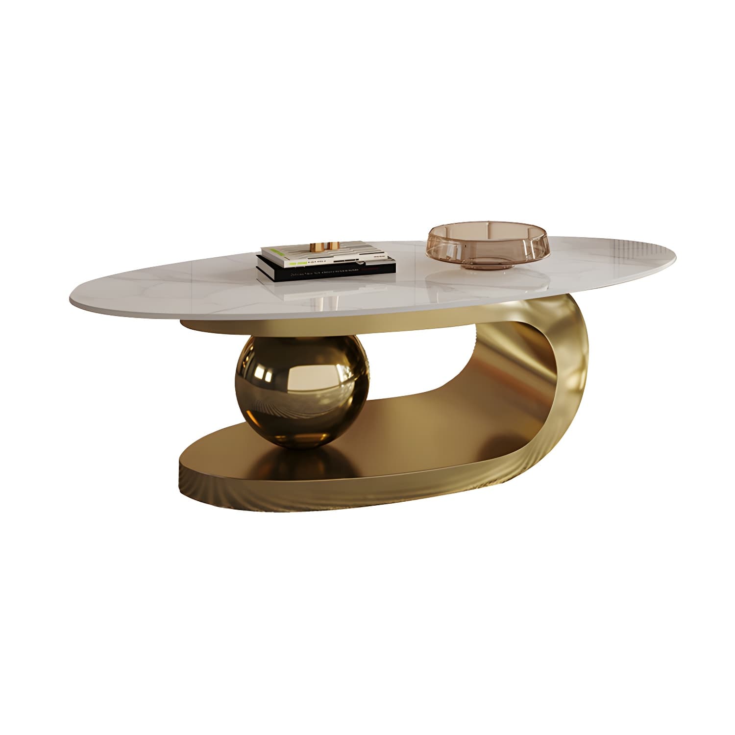 No Distressing Slate Coffee Table Pedestal Oval Single Coffee Table - image 12