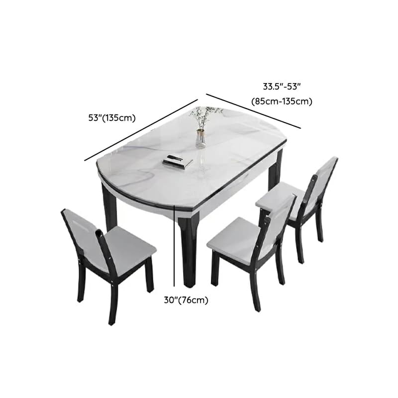 Stone Top Extendable Dining Set with Wood Legs Chairs for Home - image 12