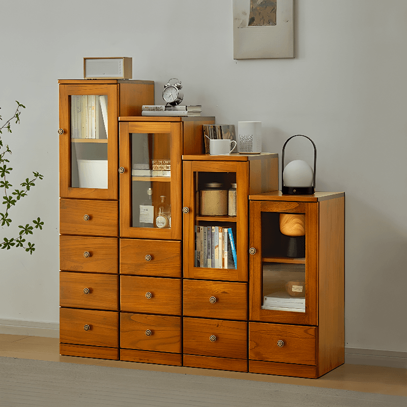 Modish Timber Console Dresser with 3/4/5 Drawers, Hutch Cabinets, and 2 Interior Shelves in Vertical Orientation - image 4