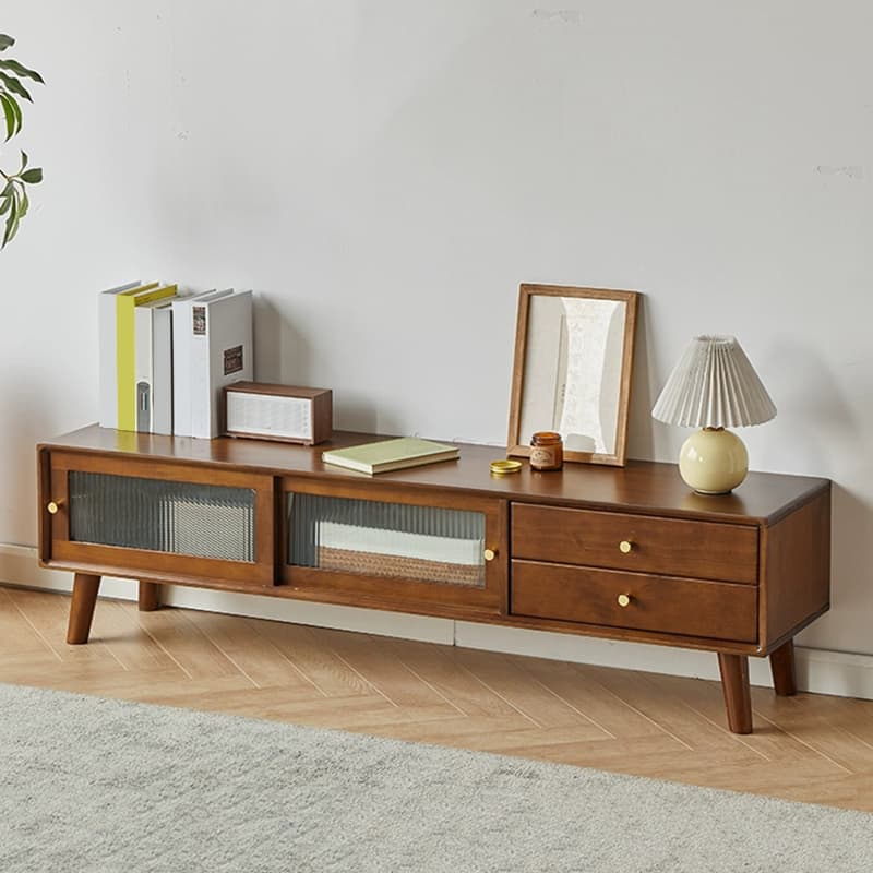 Modern TV Stand with Wood Material & Low Height Featuring Drawers