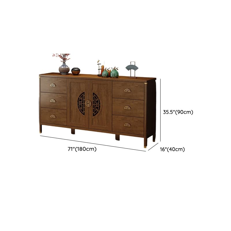 Espresso Standard/Wide/Narrow Timber Sideboard with 4 Doors/3 Doors/2 Doors, Adaptable Shelf and Pantry Hutch, 3 Drawers/6 Drawers/2 Drawers Included/Not Included - image 15