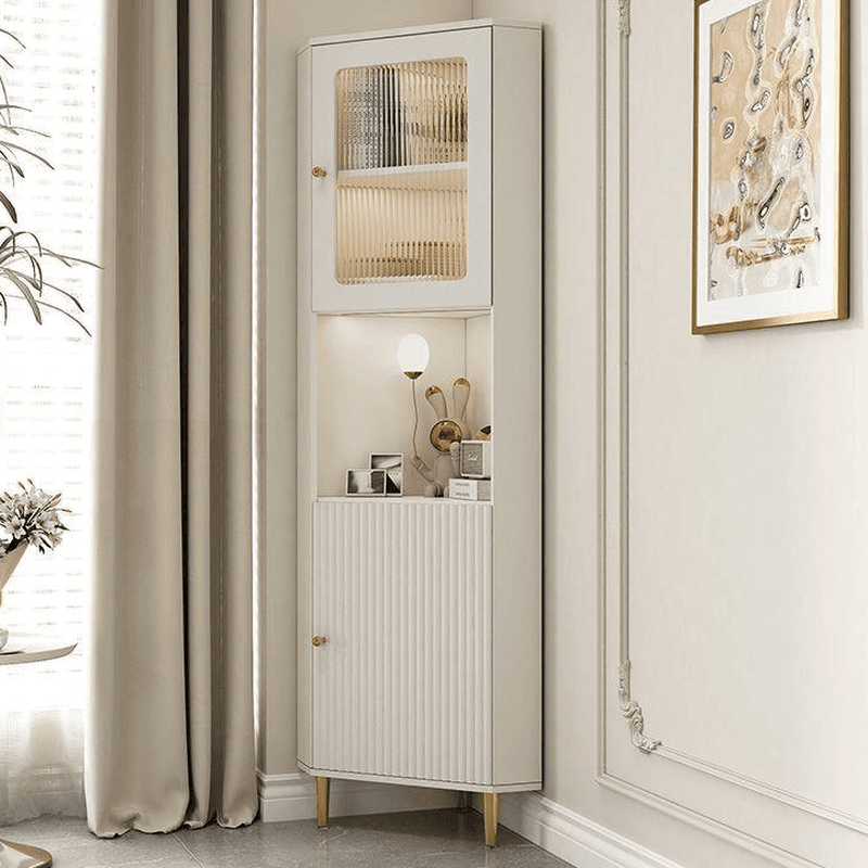 Grey/Beige Engineered Wood Utility Cabinet with Illuminating in a Modern Style - image 8