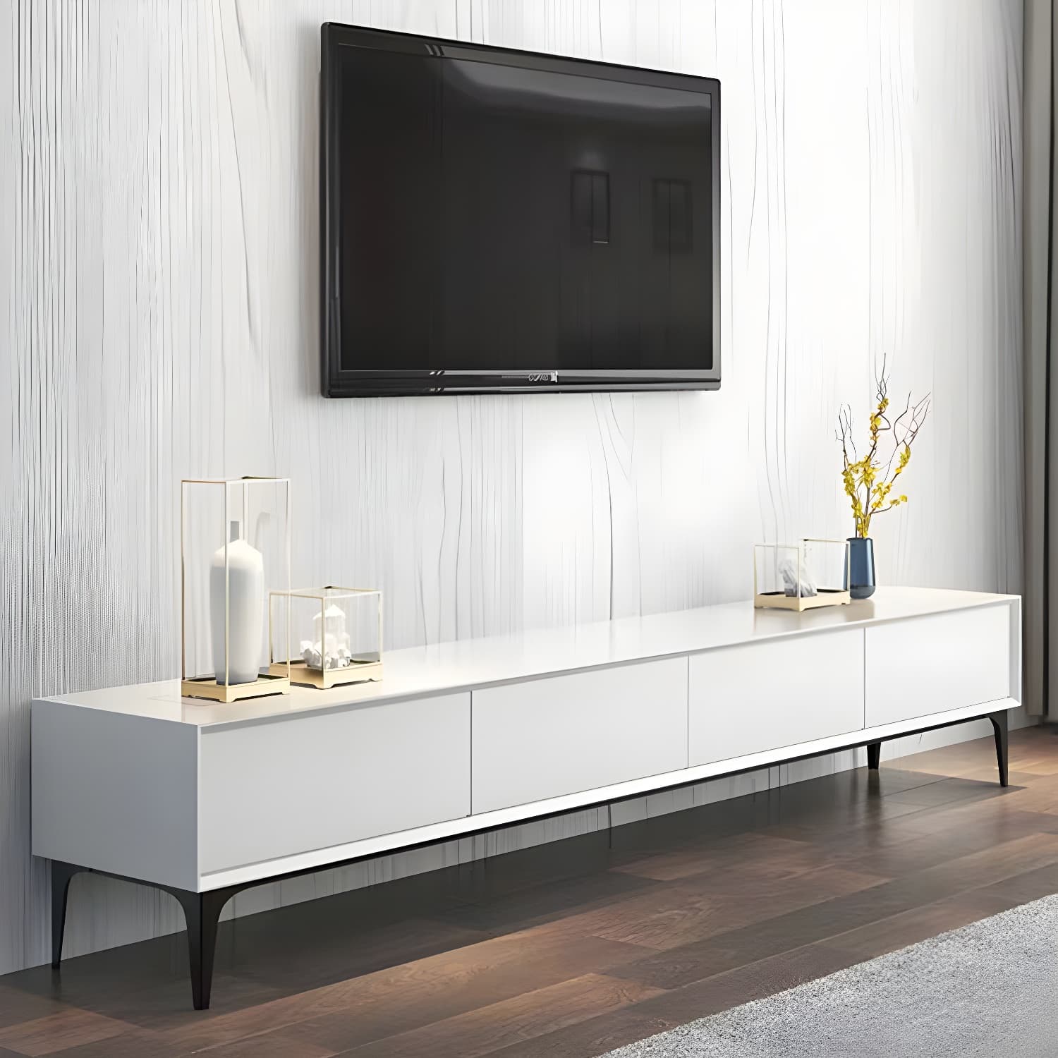 Contemporary Media Console 3/4 Drawers Media Console TV Stand - image 5