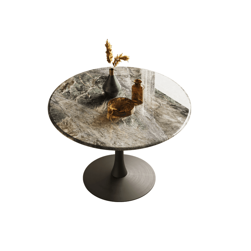 Art Deco Multi-Color Rounded Dining Table with Stone Top, Scratch-immune, Standard Height, Seats 2