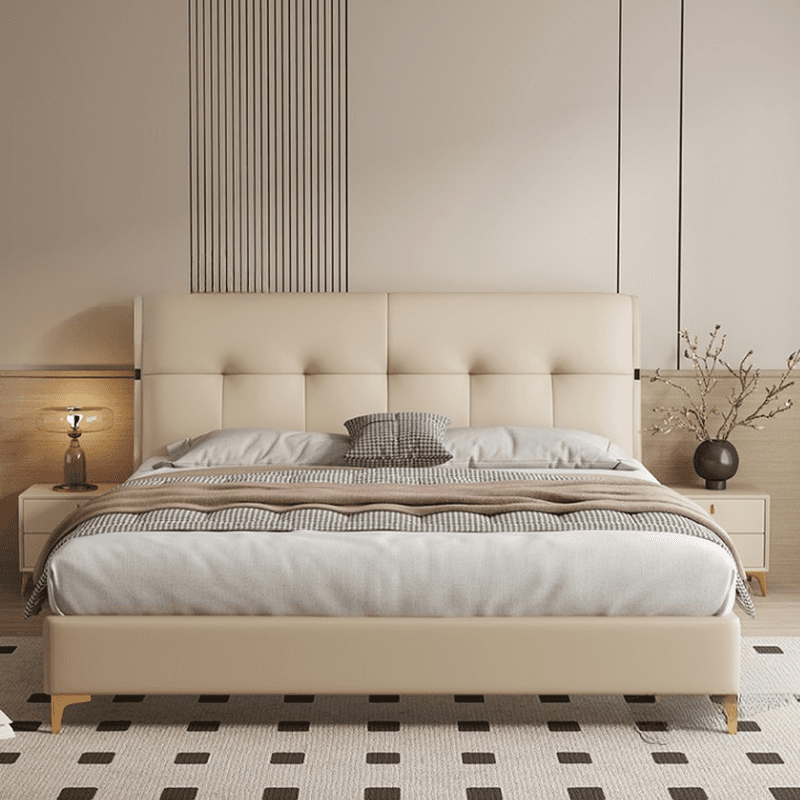 Simplistic Panel Headboard with No Distressing, Piled Tufted Rectangular Design for King/Queen/Full Bed, Sponge Upholstery Fill, Standard Height - image 11