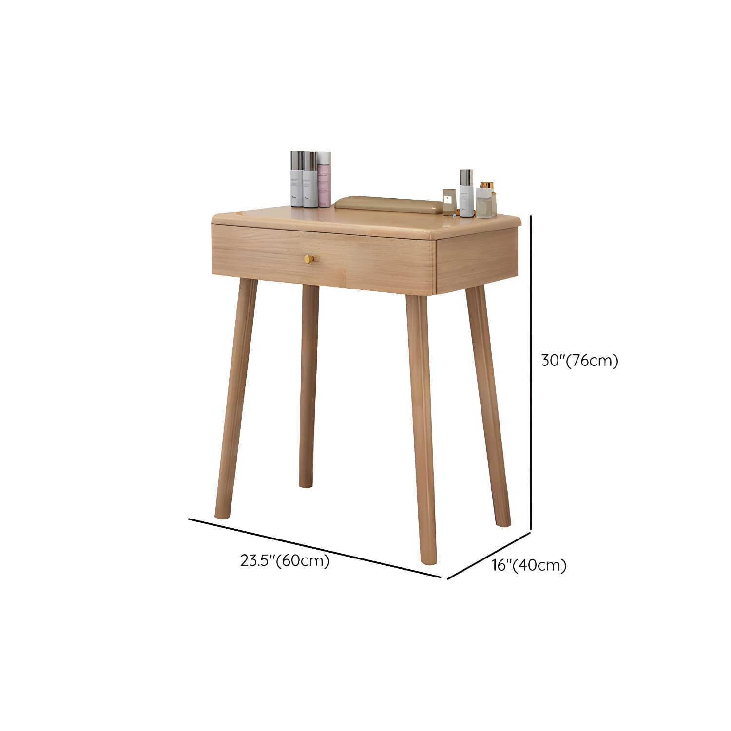 Solid Wood Vanity Makeup Table with Drawer Standing Mirror Dressing Table - image 25