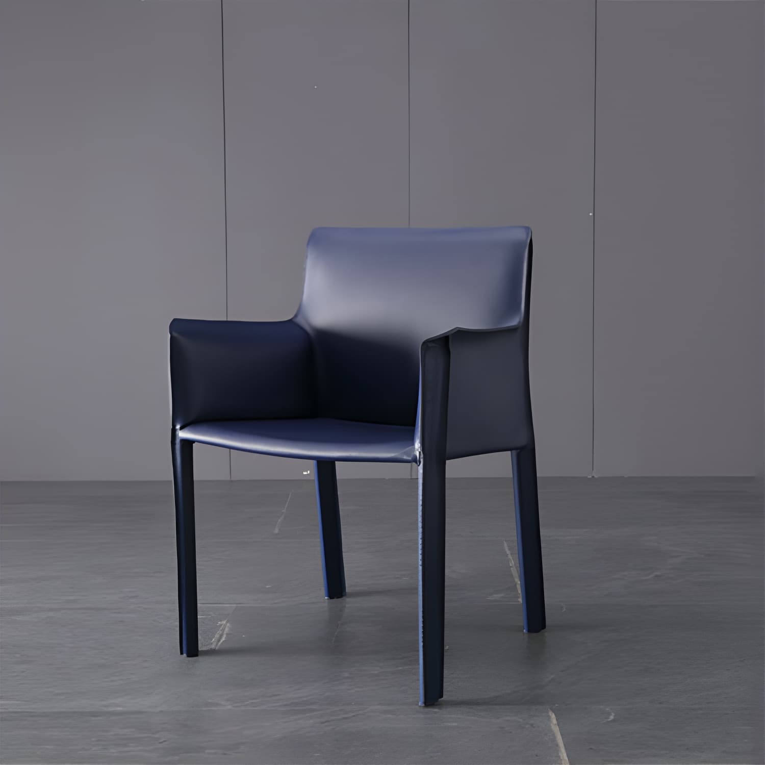 Designer Style Home Saddle Leather Arm Chair Matte Finish Solid Back Single Dining Chair - image 4