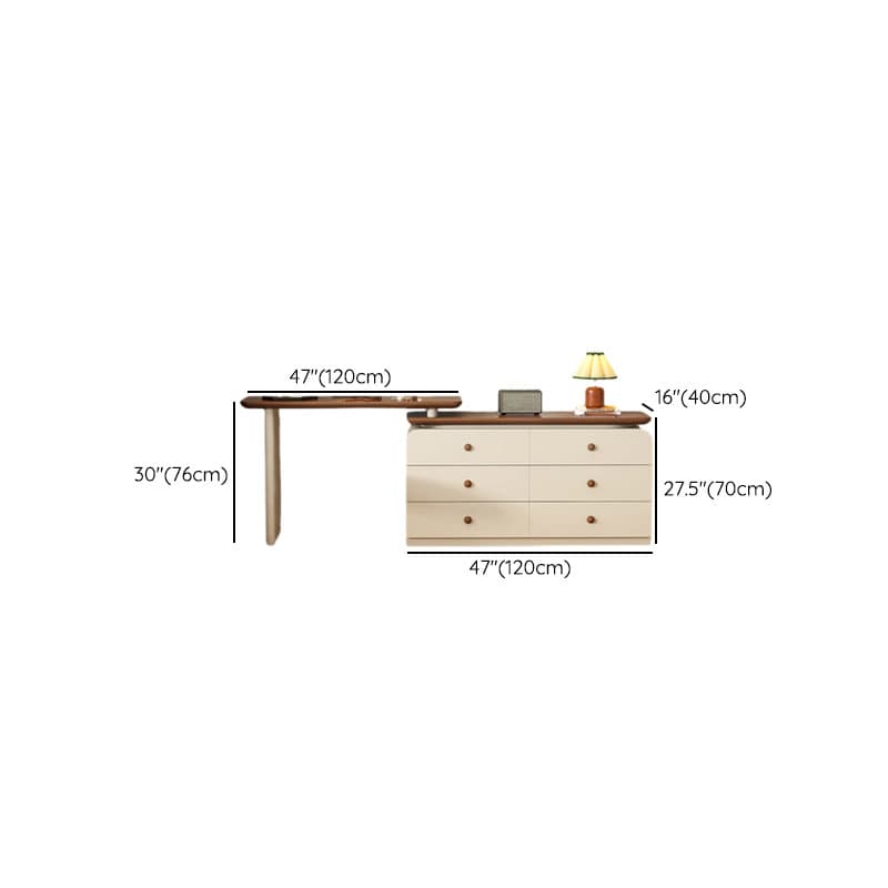 Cream Modish Large Vanity Set with Reclaimed Wood Table Top, 3/6 Drawers, and Light Up Mirror - image 10