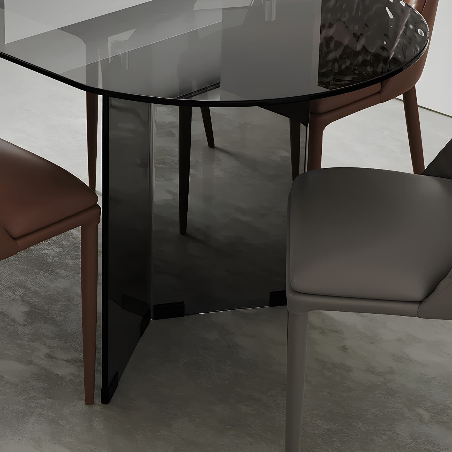 Glass Contemporary Oval Dining Table Clear Glass Top Table with Double Pedestal - image 8