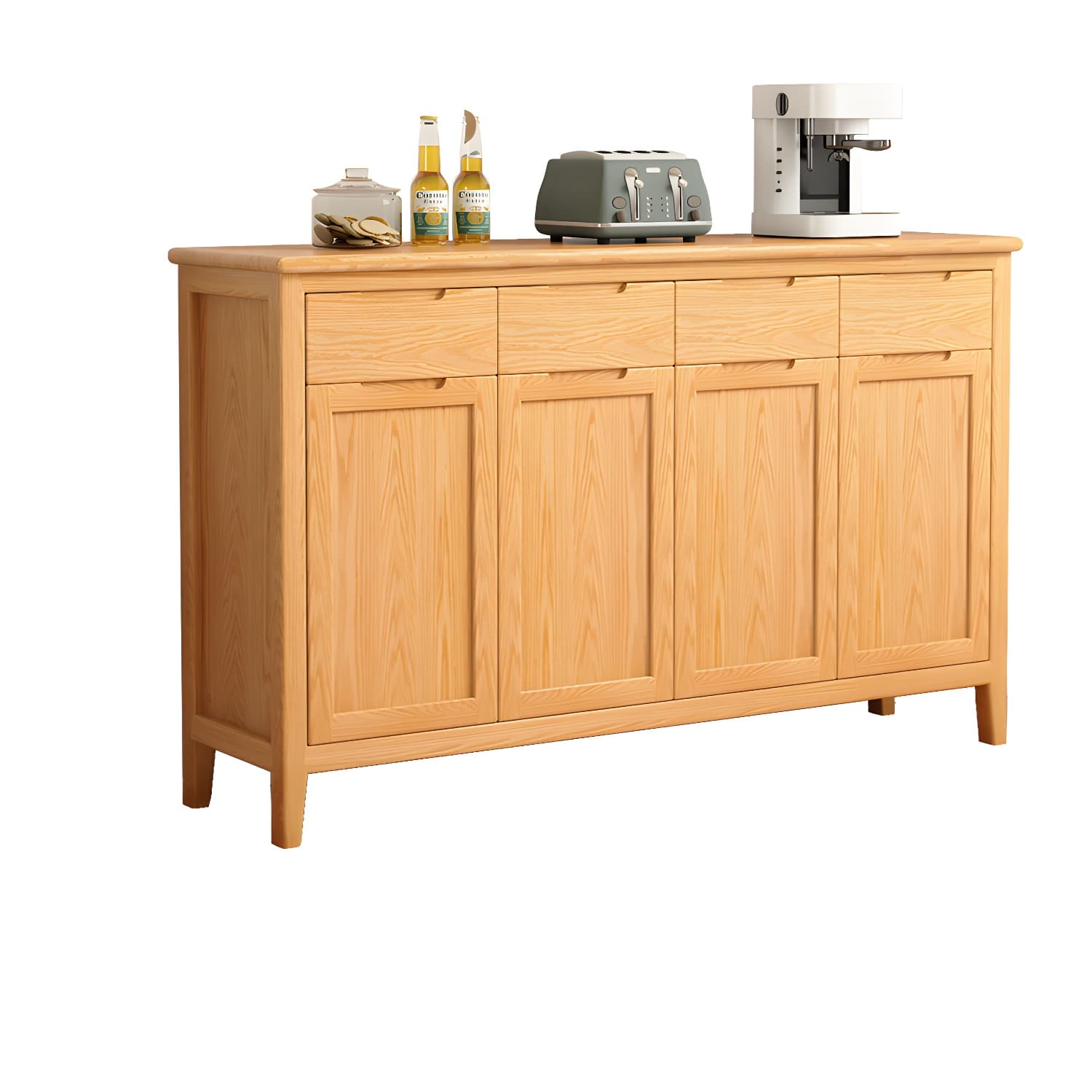 Scandinavian Oak Sideboard Credenza with Cabinets and Drawers - image 7