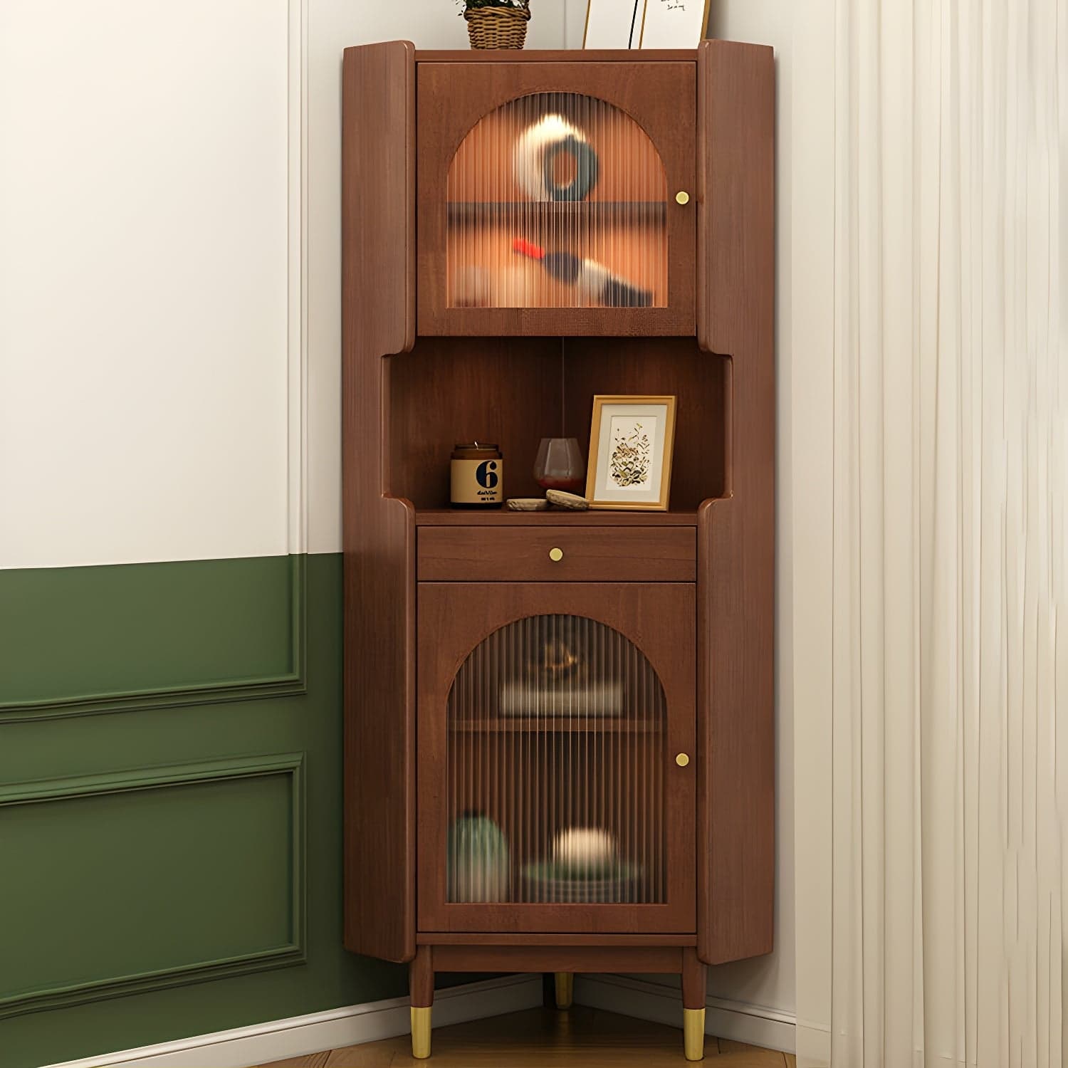 17'' Wood 1-Drawer Accent Cabinet Modern Wood Corner Cabinet with Legs - image 4