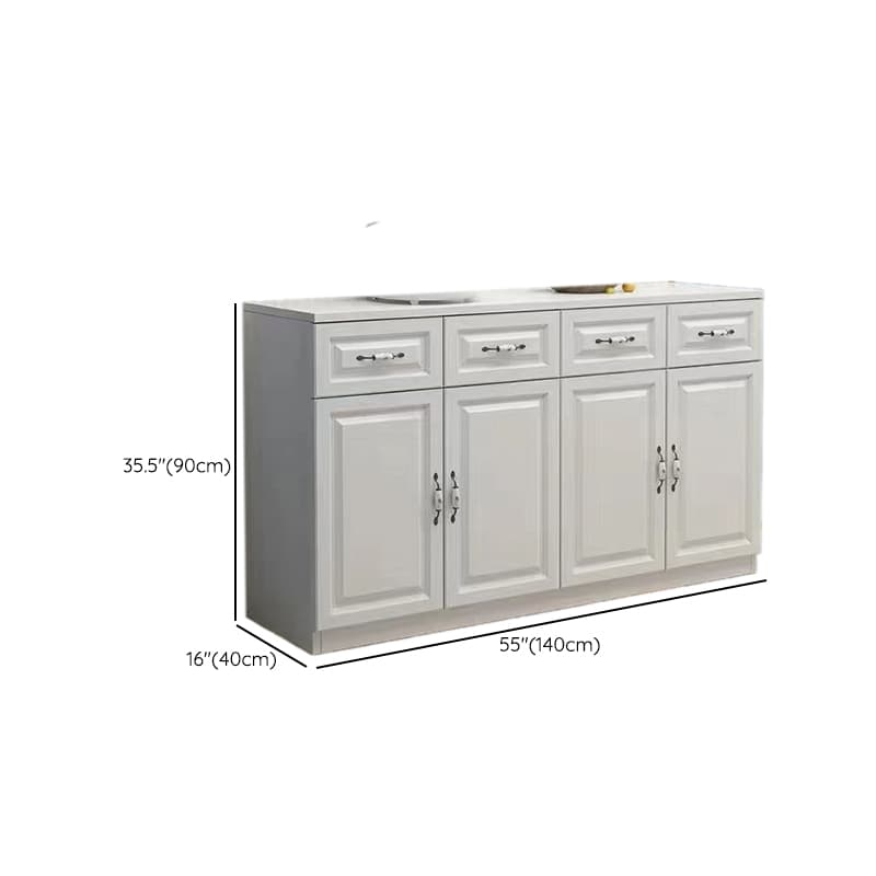 Chalk Sideboard with 4 Drawers, Standard Size, 1 Shelf, Manufactured Wood Countertop, 4 Doors, and Self-supporting Design - image 6