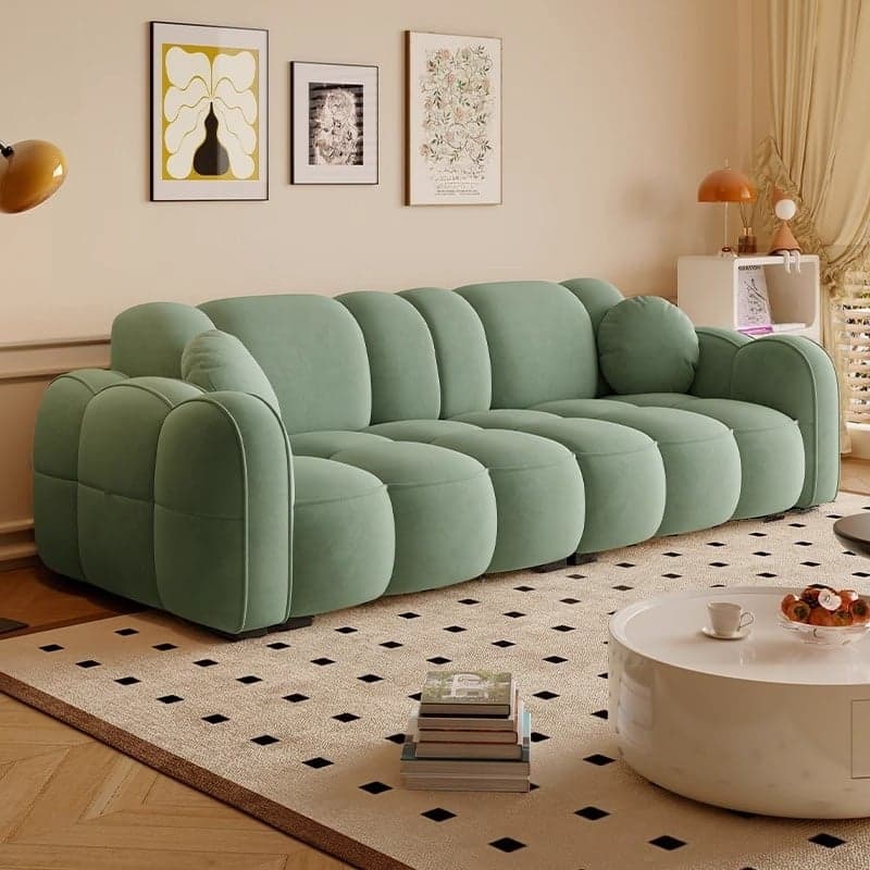 Trendy Solid Color Stain Resistant Standard Sofa in Dark Gray/Light Brown/Amber Color with Arm, 4-seater/Seats 3, and 2 Pillows - image 4