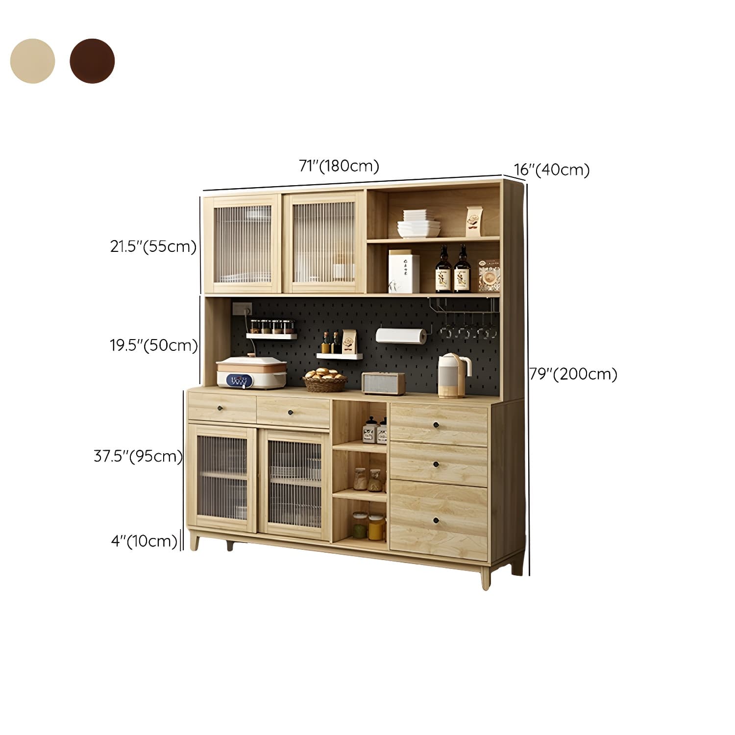 Contemporary Wood Buffet with Glass Doors and 3 Storage Drawers - image 22
