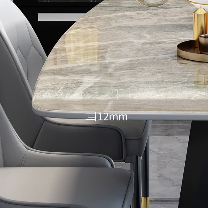 Modern Rectangle White Stone Dining Table 4 Person/Seats 6/For 8 Standard Height Fixed Table - image 8