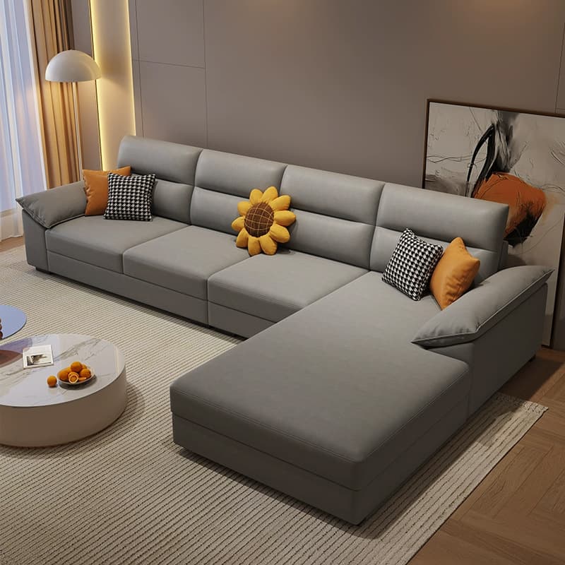Scandinavian Wood Seats 4 Large (Over 109 in.) Pillow Top Arm Sofa Chaise - image 16