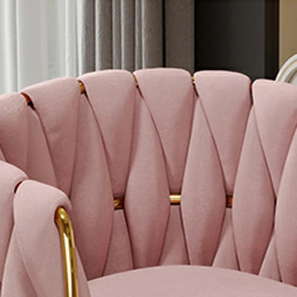 Glam Stable Framed Upholstered Arm Chair with Gold Base and Foot Pads for Dinette, Turned/Non-rotatable - image 9