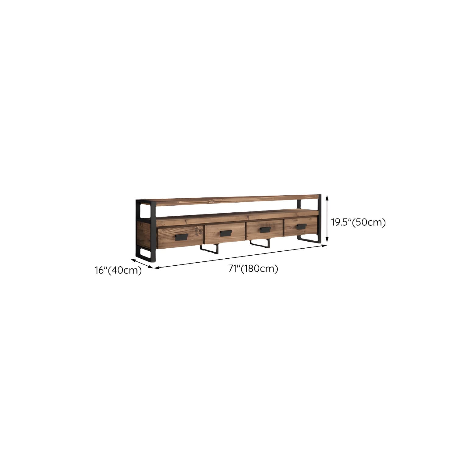 Industrial Wood TV Stand Console Open Storage TV Media Stand with Drawers for Living Room - image 12