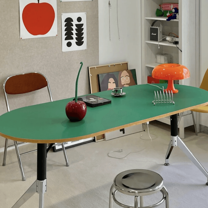 Art Deco Olive Green Reclaimed Wood Table, Standard Height, Fixed Mechanism, Seats 4 or 2 - image 4