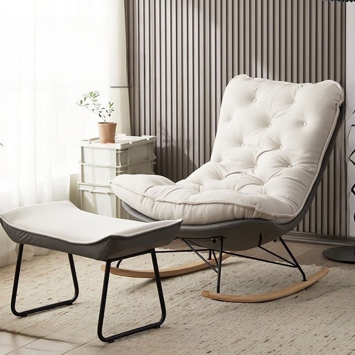 Modish Sand Ash Upholstered Rocking Accent Chair with Spindle Back and Stain Resistant - image 9