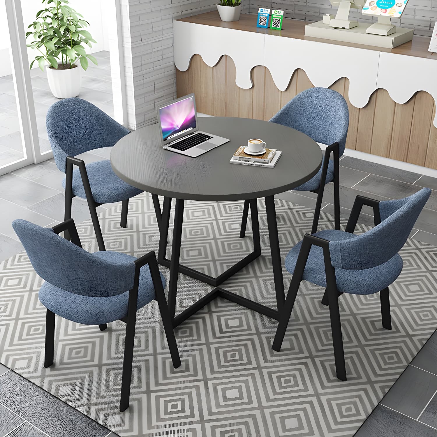 Modern Style Iron Arm Chair Open Back Dining Side Chair with Upholstered - image 21