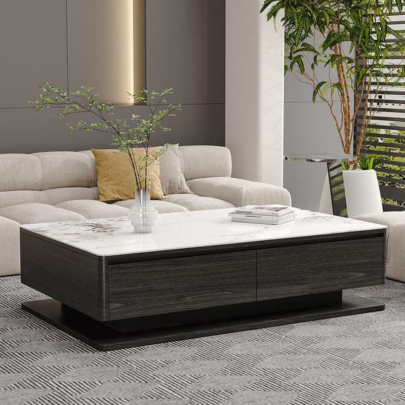 Modern 17" H Rectangular Stone Coffee Table with Four Drawers for Home - image 16