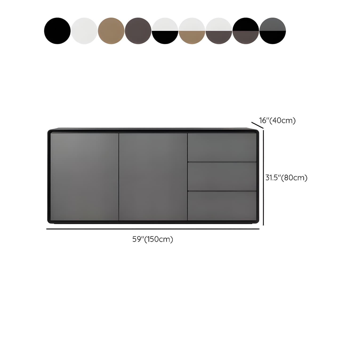 Modern Wood Buffet Sideboard Cabinet with 2 Doors and 3 Drawers - image 22