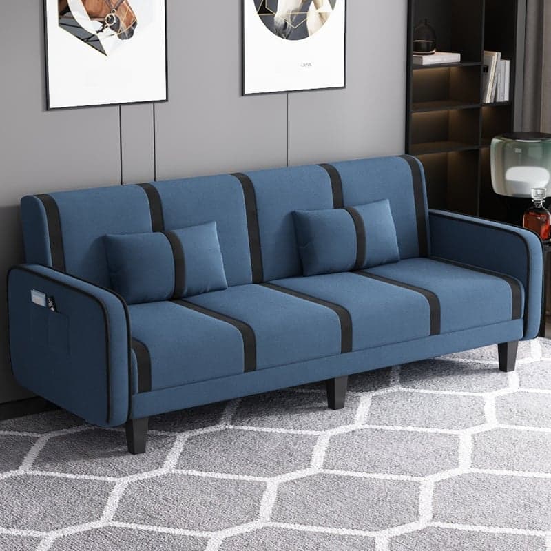 Striped Standard Sofa in Dark Gray/Cerulean/Off-White with Armrest - image 4