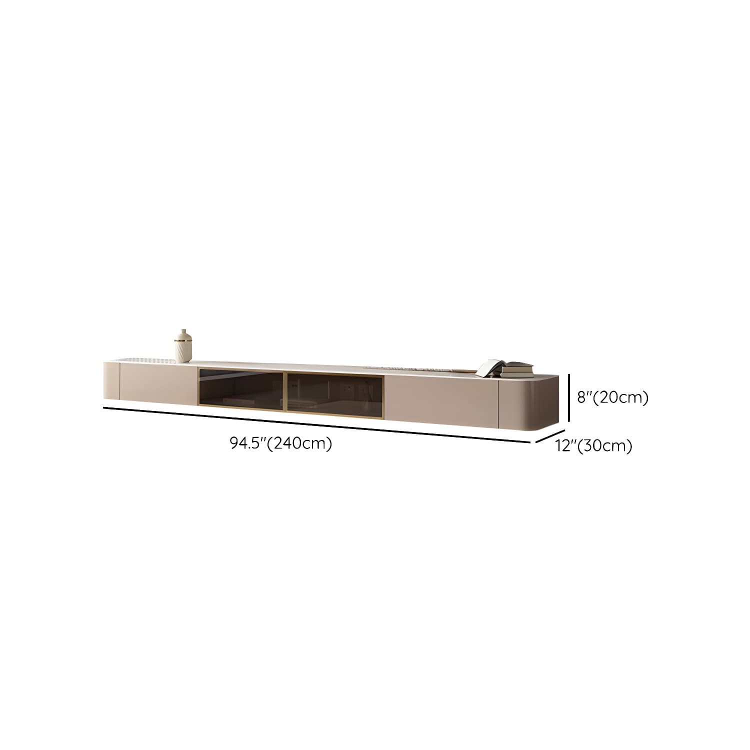 Brown Modern TV Stand with Floating Mount Design, Drawers, and Cable Management - image 18