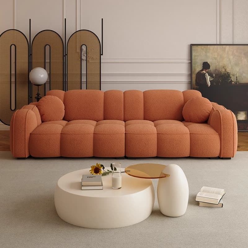 Modish Solid Color Standard Sofa Stain Resistant/Water Resistant Dove Grey/Apricot Color/Mocha with 2 Pillows & Armrest for 4 Person/3-seater - image 11