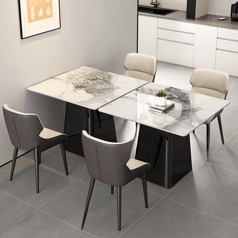 Square Dining Table Set with Stump Base, Enclosed Back, Fixed Table, Padded Chair, 5-piece - image 3