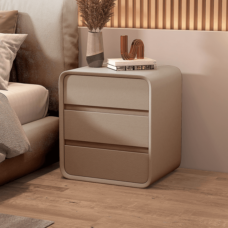 Organic Modern Nightstand With Drawer Organization with 3 Drawers and Pleather Countertop - image 4