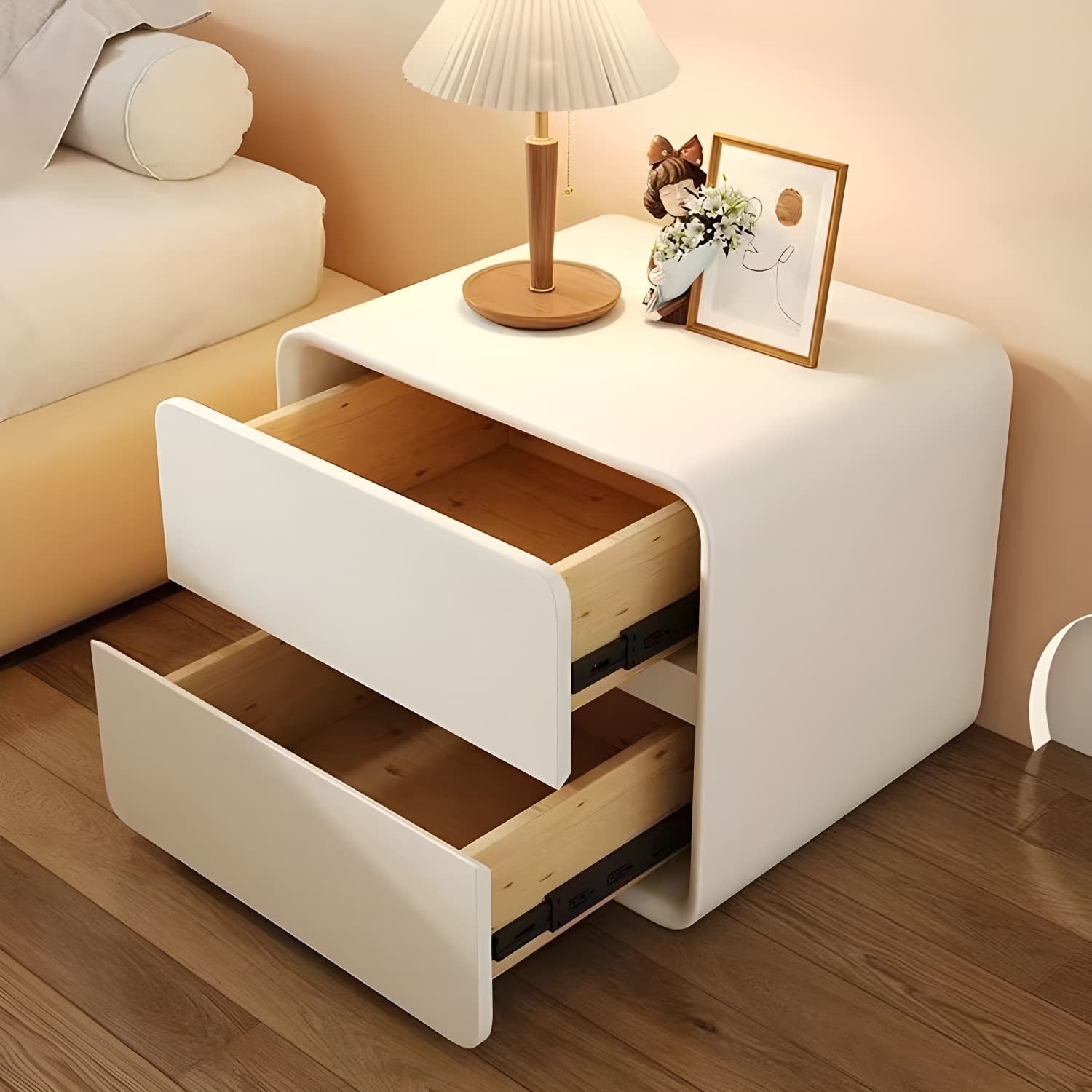 Contemporary Accent Table Nightstand Drawer Storage with 2 Drawers - image 11