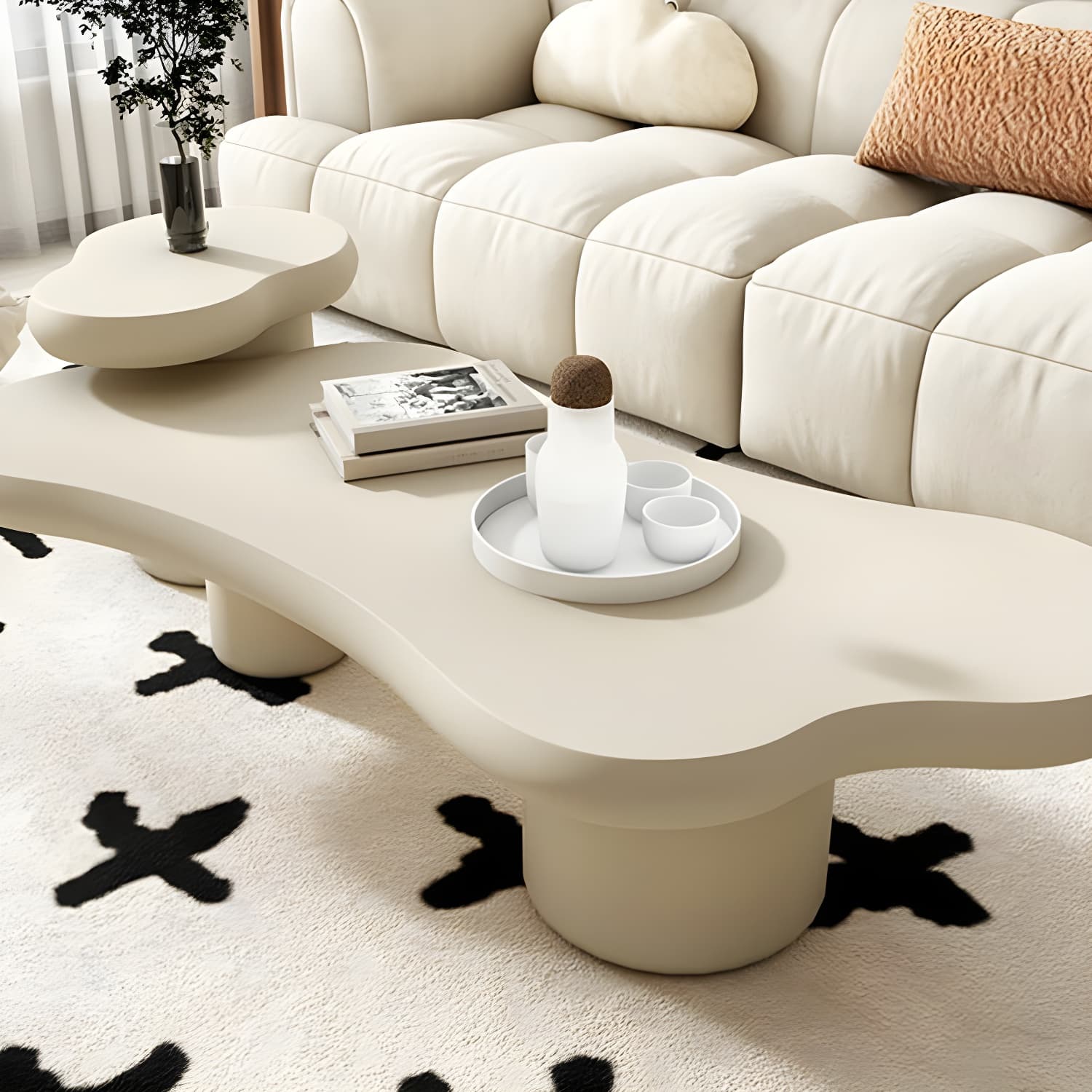 Cloud Shape Coffee Cocktail Table in Solid Wood Modern Style - image 10