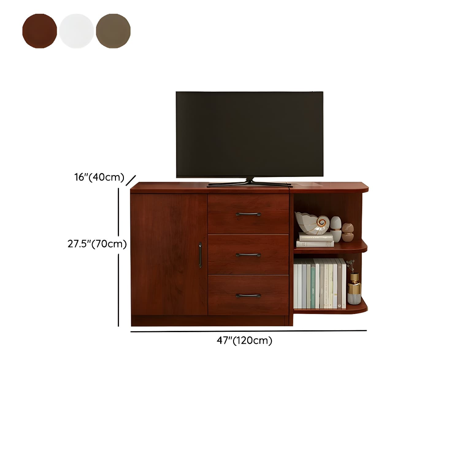 Modern Solid Wood Corner TV Stand Console with Storage Drawers & Shelves - image 14