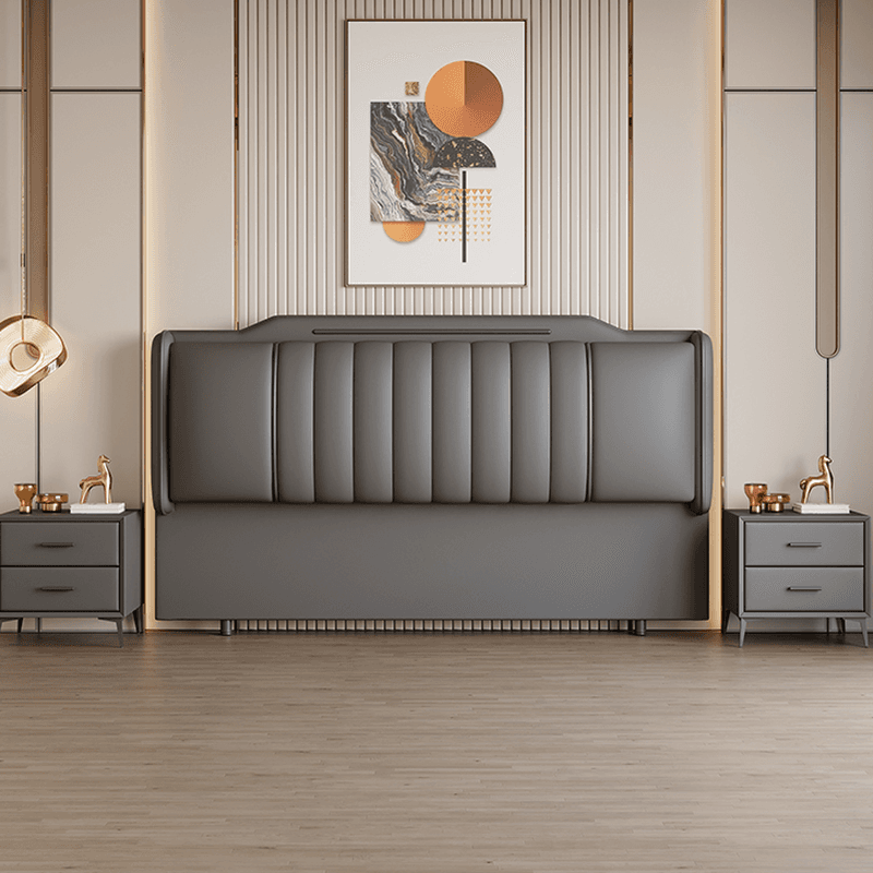 Modern Simple Style Panel Headboard in Natural Wood with No Distressing, Rectangle Shape for King/Queen/Full Bed, Featuring Sponge Upholstery and Standard Height - image 9