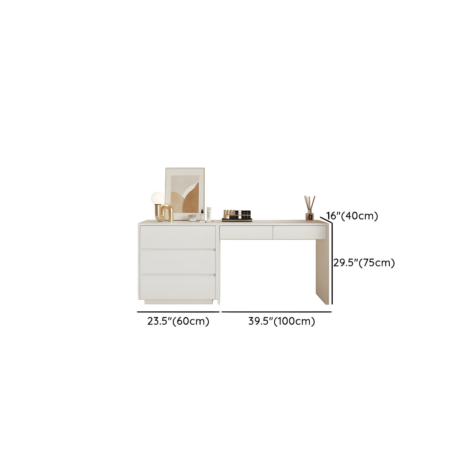 Modern Wood Vanity with Drawers, Large Size, Soft Close Glides, 40cm Width, 75cm Height - image 11