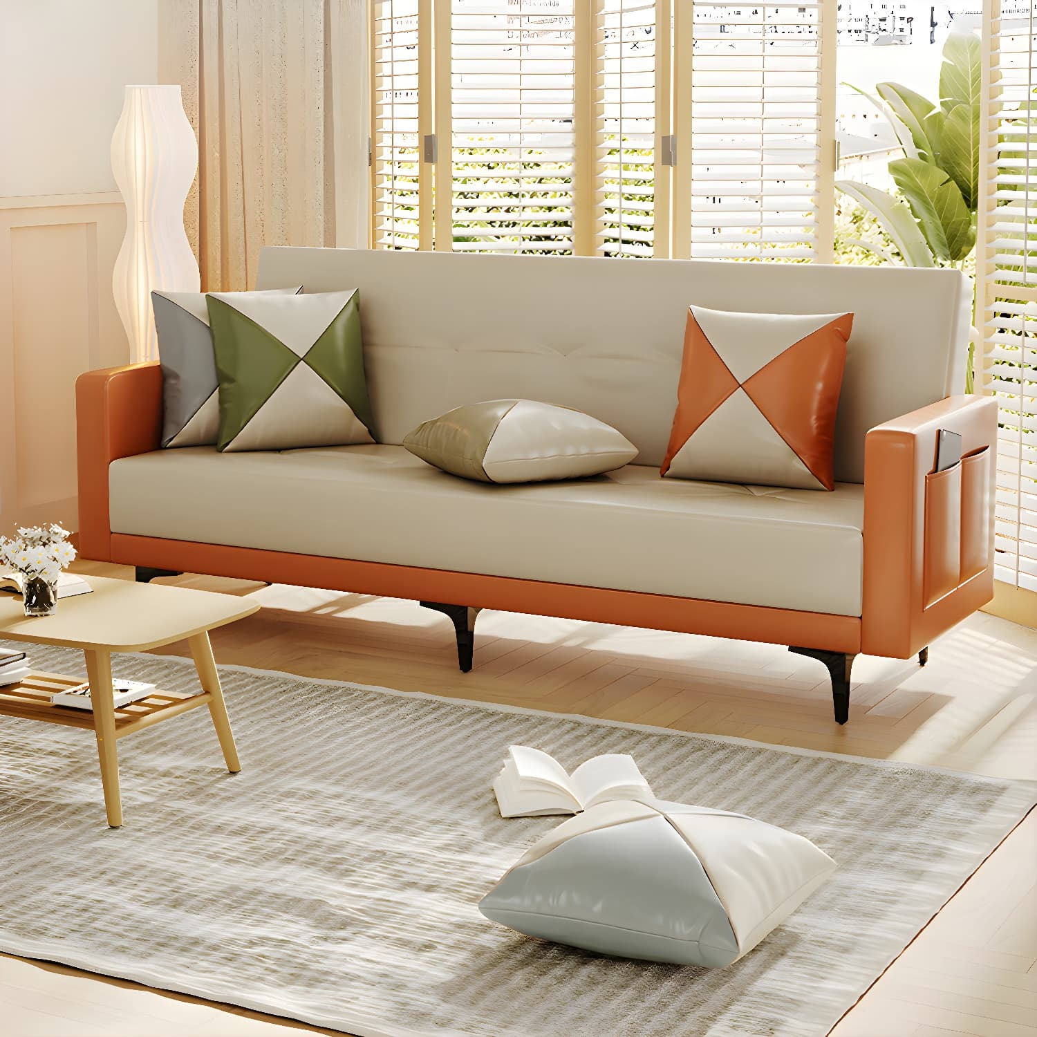 Modern Folding Double Chaise in Natural Color for Drawing Room - image 12