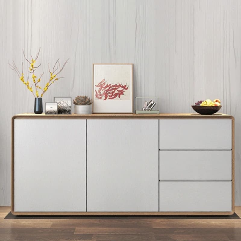 Simplistic 3 Drawers Freestanding Floor Sideboard/Server in Wood with 3 Shelves and Cabinet - image 12