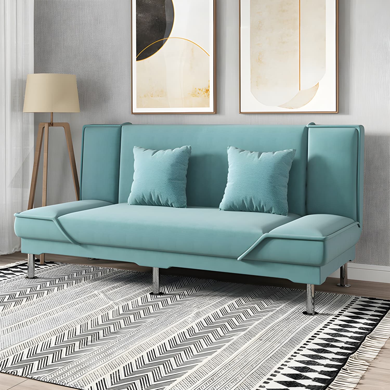 Armless Settee with Cotton Blend 19.68" W Convertible Sleeper Sofa for Living Room - image 13